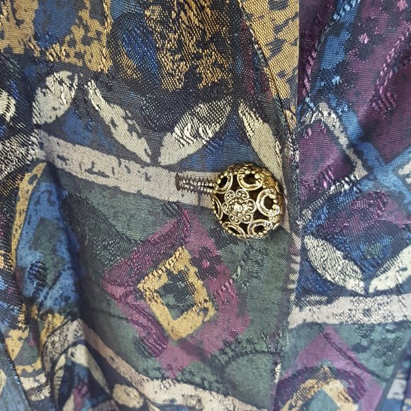 Vintage 80's Samantha David Women's L Metallic Blazer Jacket Shoulder Pads - Picture 5 of 13